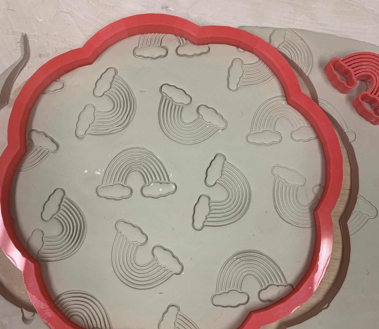 Rainbow design, Pottery Stamp or Stencil/ optional cutter - plastic 3D printed, multiple sizes