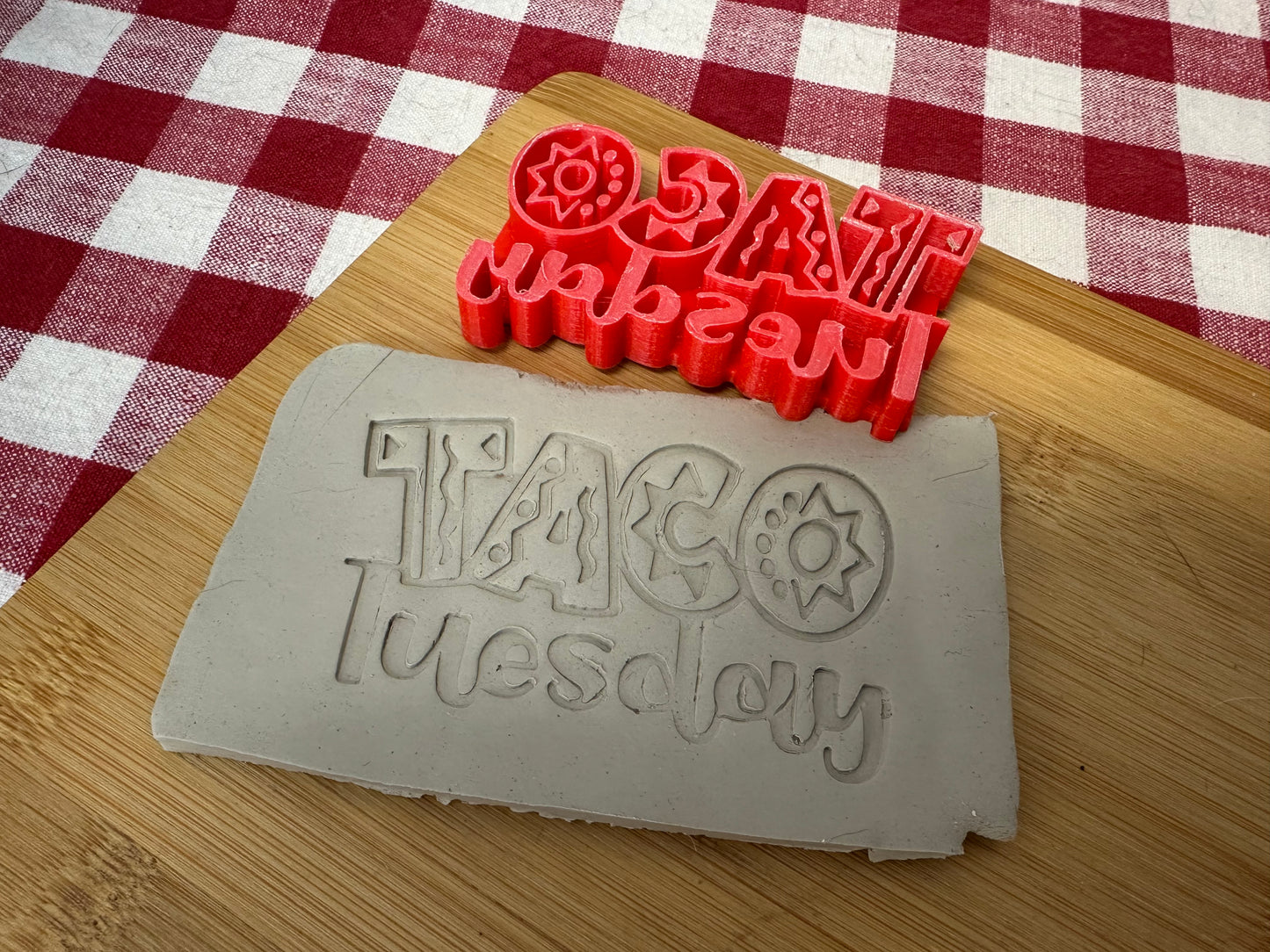 "Taco Tuesday" word stamp - plastic 3D printed, multiple sizes available