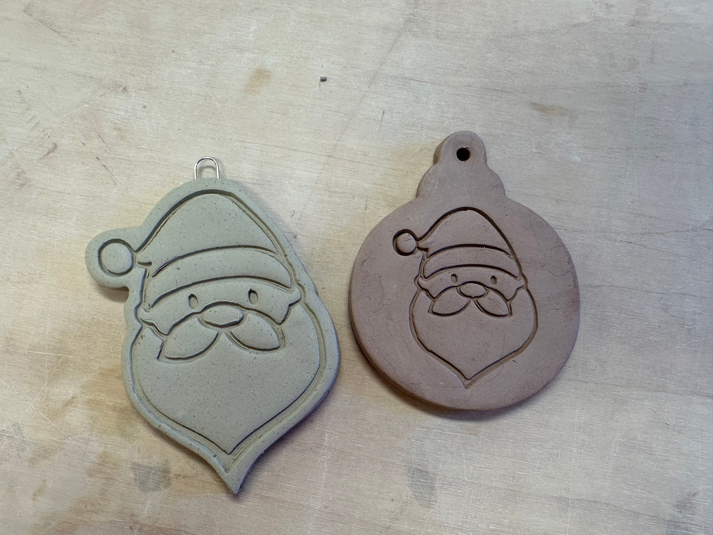 Santa face pottery stamp, w/ optional ornament cutter - Pottery Tool, plastic 3d printed, multiple sizes available