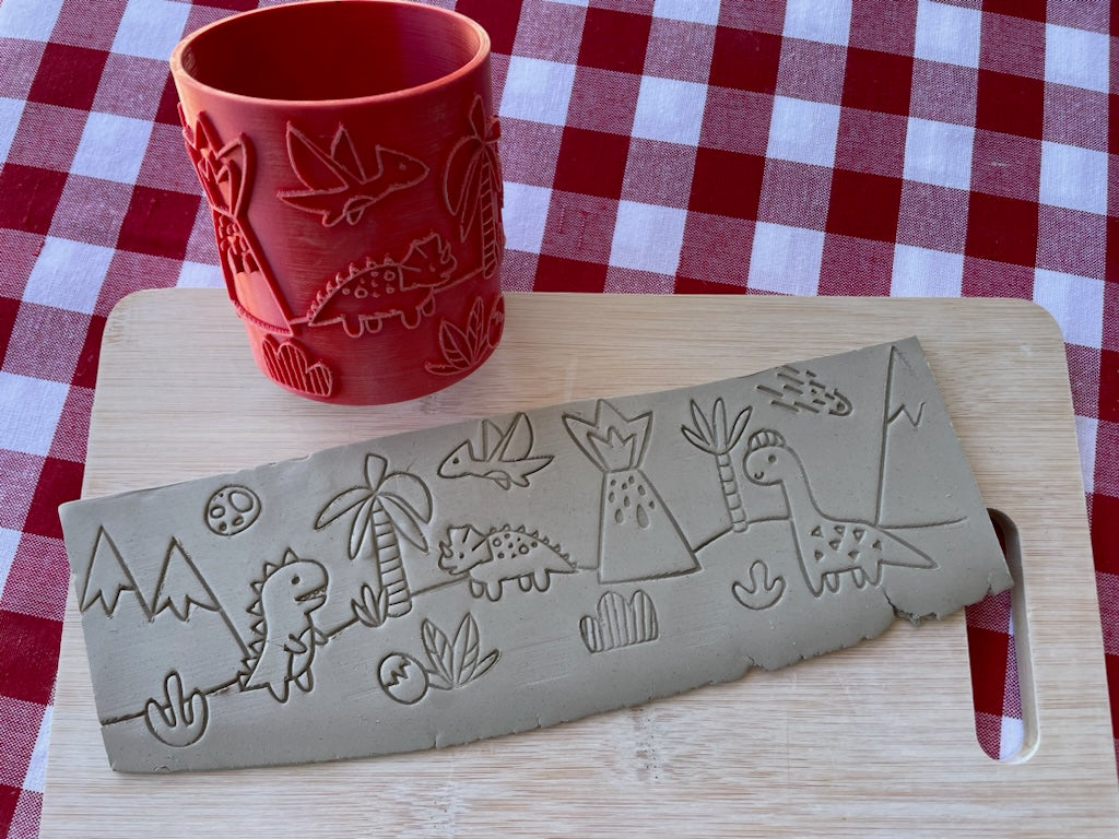 Dinosaur Roller - from April 2024 mystery box, Border Stamp, Repeating pattern, Plastic 3d printed