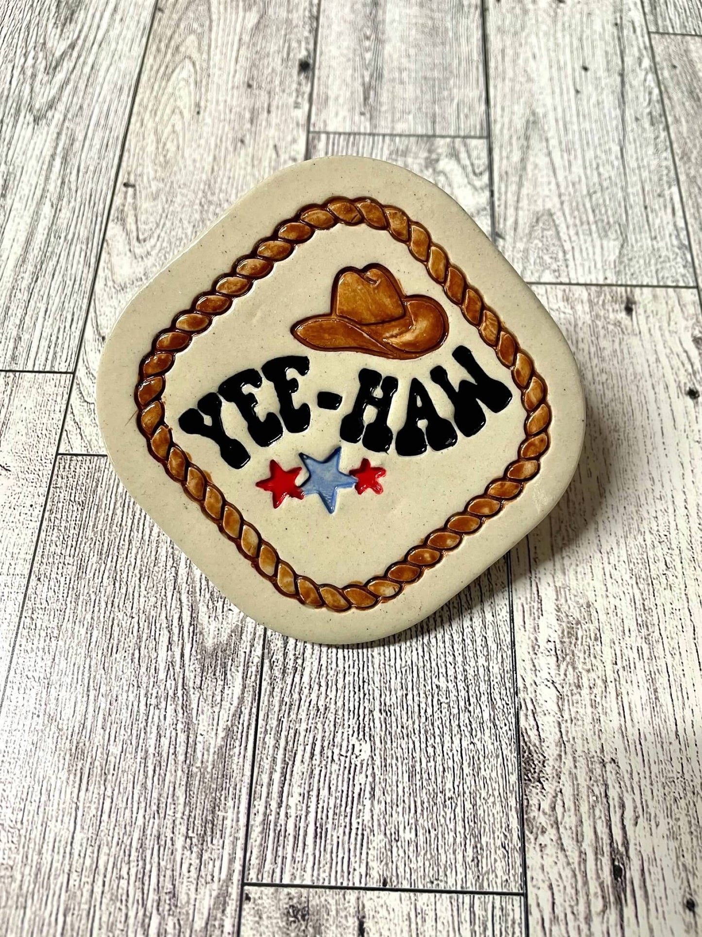 "YEE-HAW" - Word Pottery Stamp - September 2025 - Country Western Themed Mystery Box, multiple sizes available