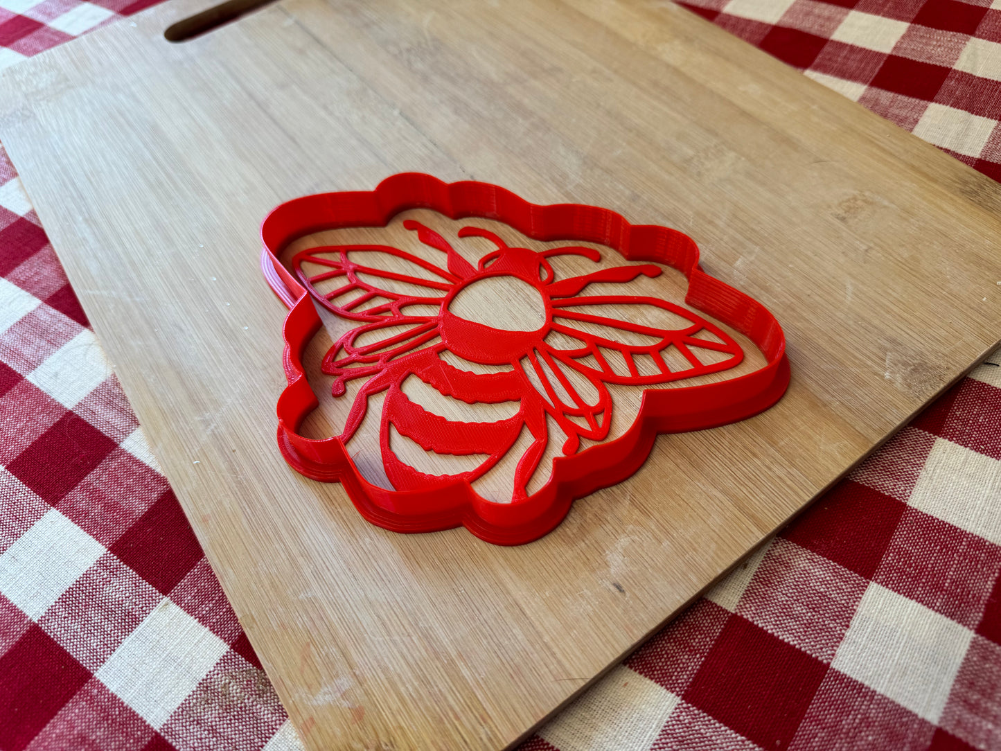 Bee 1 design - plastic 3D pottery stamp or stencil w/ optional cutter, multiple sizes