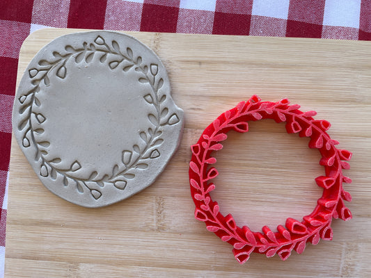 Wreath Pottery Stamp - Spring themed February 2025 Mystery Box, multiple sizes available