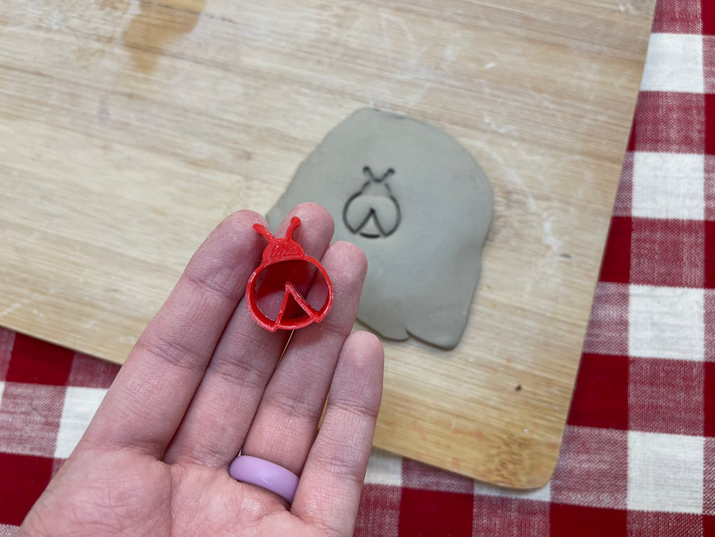 Pottery Stamp, Lady bug mini design, May 2021 stamp of the month
