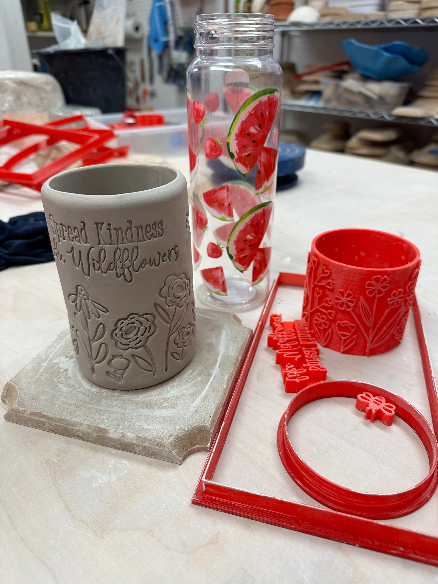 Straight Wall Mug, Cup, Tumbler, Vase Template with Base Clay cutters - 3.375" base with 4 different sized wall height options