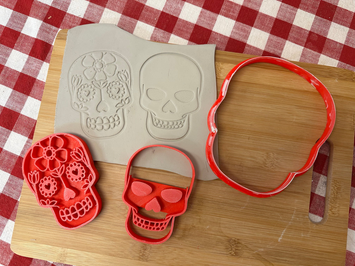 Halloween Skull and Sugar Skull designs - Pottery Stamp and Clay Cutter, designed to match GR Pottery Form Skull Wallie, Set or each