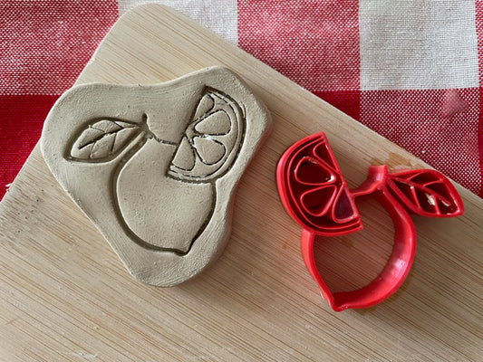 Lemon with Lemon Slice stamp, from the January 2024 mystery box - multiple sizes available, plastic pottery stamp, 3D printed