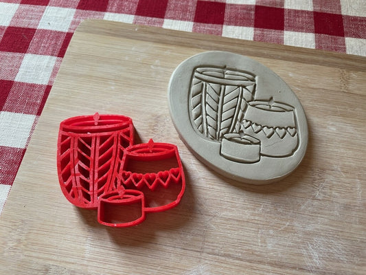 Candle Set pottery stamp - August 2023 mystery box, plastic 3D printed, multiple sizes available