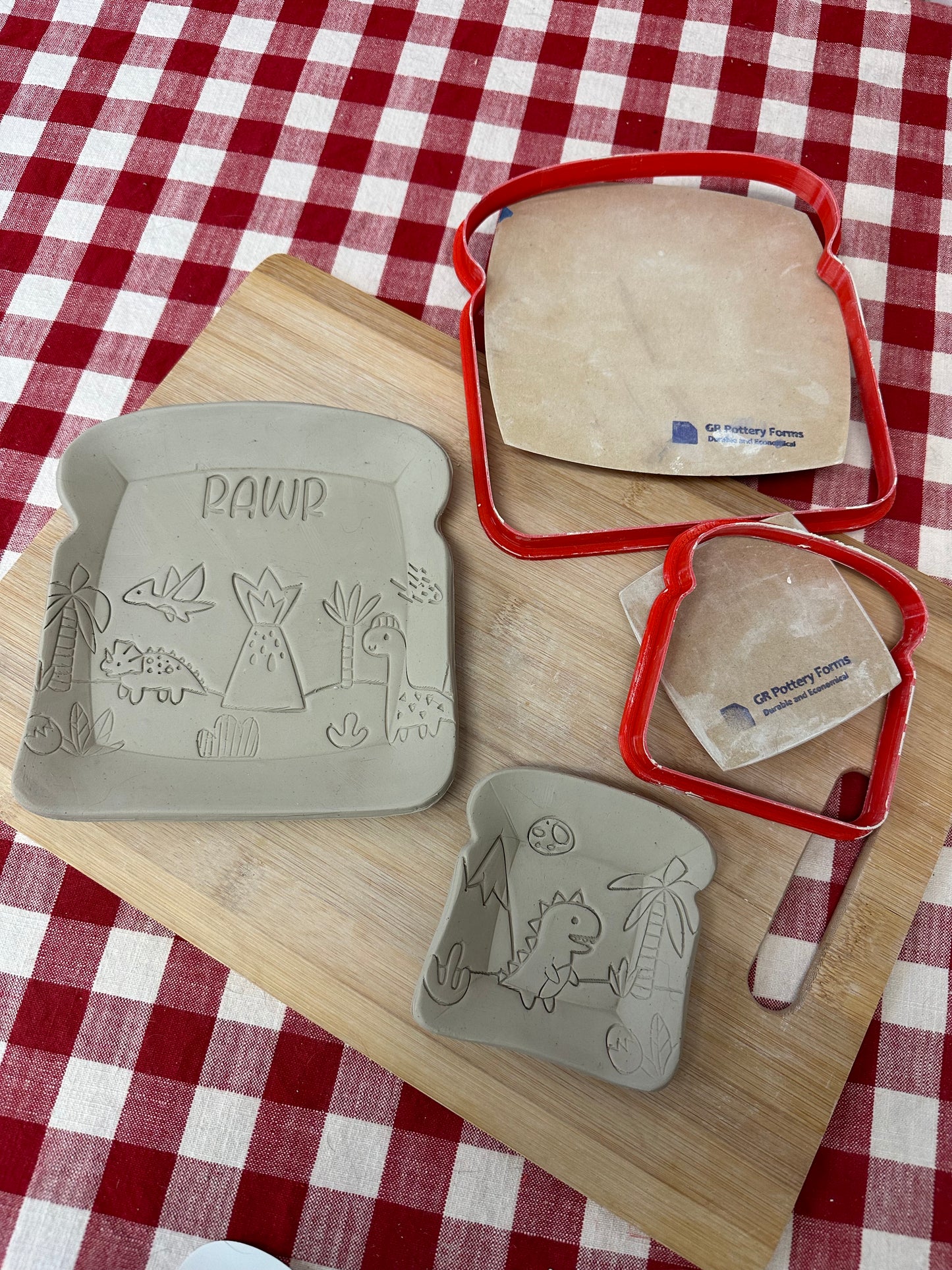 Toast, Bread Slice shaped Clay Cutter, sandwich plate - Plastic 3D printed, pottery tool, choose size