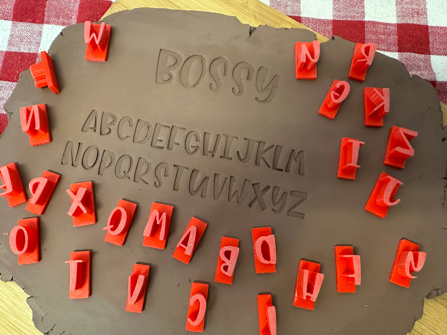 Alphabet Pottery Stamp Set - Bossy Font, alphabet and/or numbers