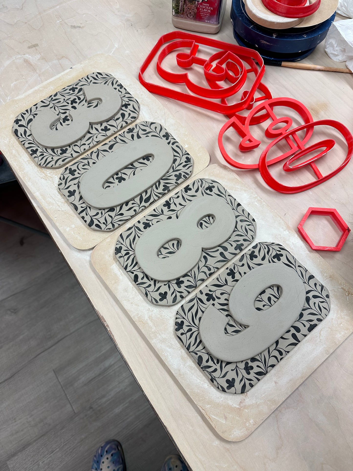 Numbers Design Clay Cutter - Plastic 3D printed, Pottery Tool, multiple sizes, each or set, House numbers