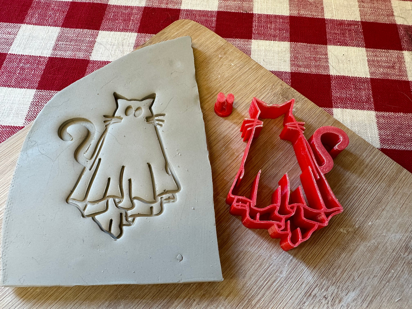 Halloween Cat dressed as Ghost stamp - plastic 3D printed, multiple sizes