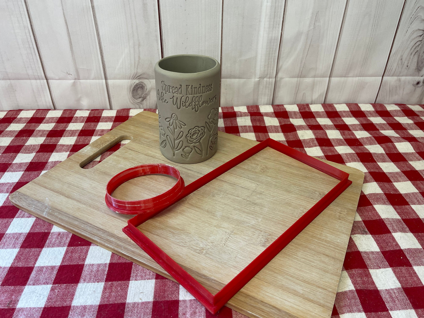 Straight Wall Mug, Cup, Tumbler, Vase Template with Base Clay cutters - 3.375" base with 4 different sized wall height options