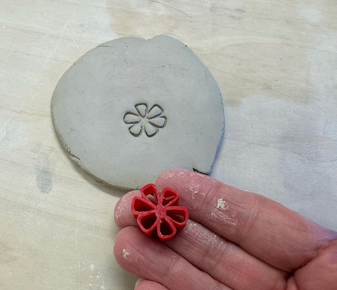 Wildflower Mini Pottery Stamp - May 2024 Stamp of the Month, plastic 3D printed, multiple sizes