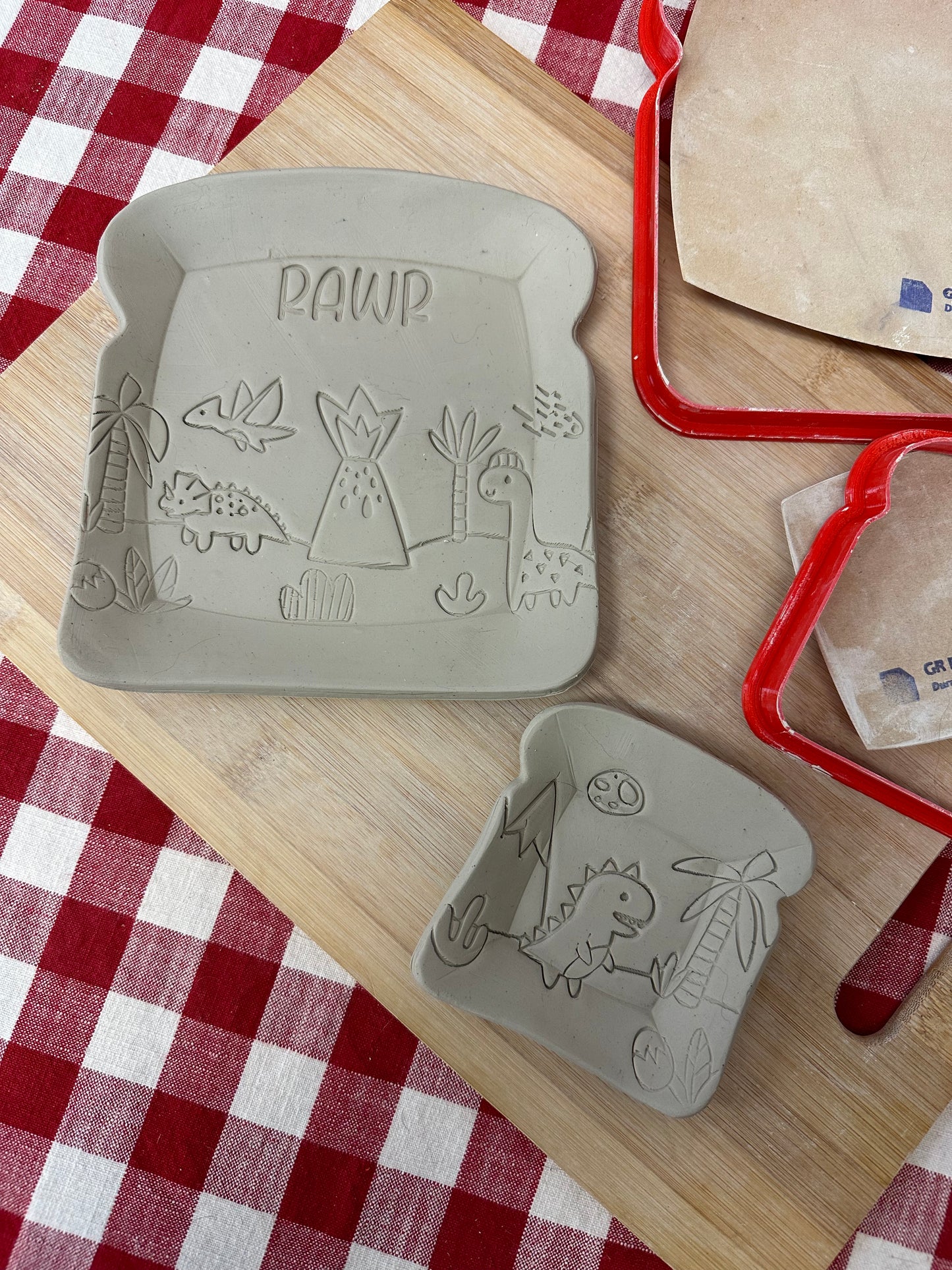 Toast, Bread Slice shaped Clay Cutter, sandwich plate - Plastic 3D printed, pottery tool, choose size
