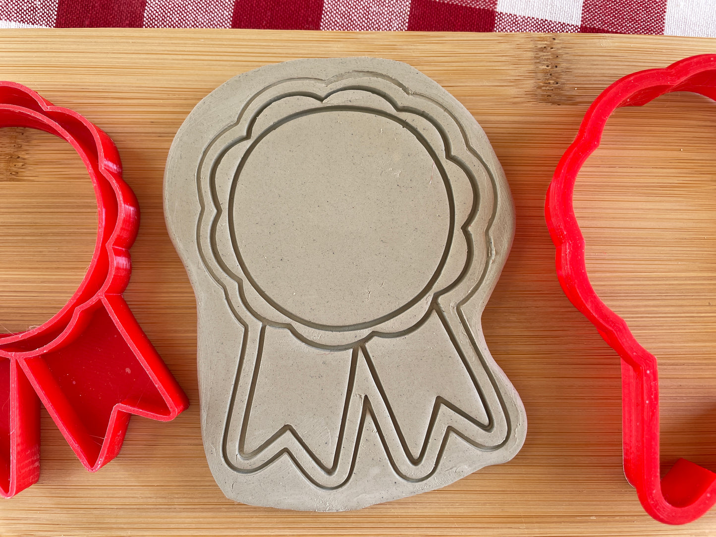 Award Ribbon Pottery Stamp with optional cookie cutter - August 2025 - Back to School themed mystery box, plastic 3D printed, multiple sizes