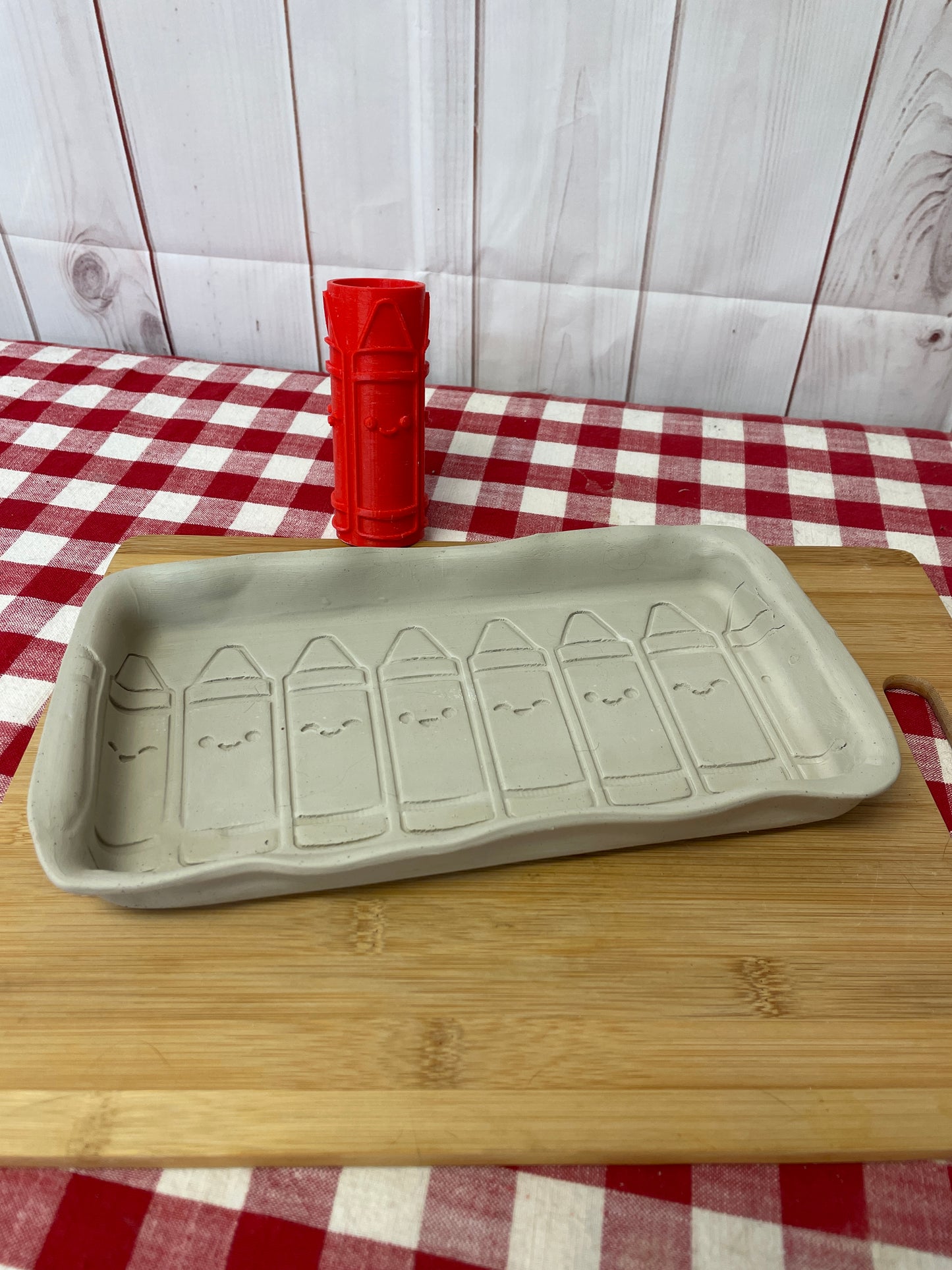 Crayon pattern textured pottery roller - August 2025 - Back to School themed mystery box, plastic 3D printed, repeating pattern