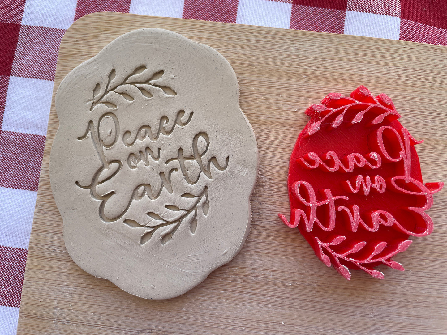 "Peace on Earth" Pottery Word Stamp - Earth themed March 2025 Mystery Box, multiple sizes available