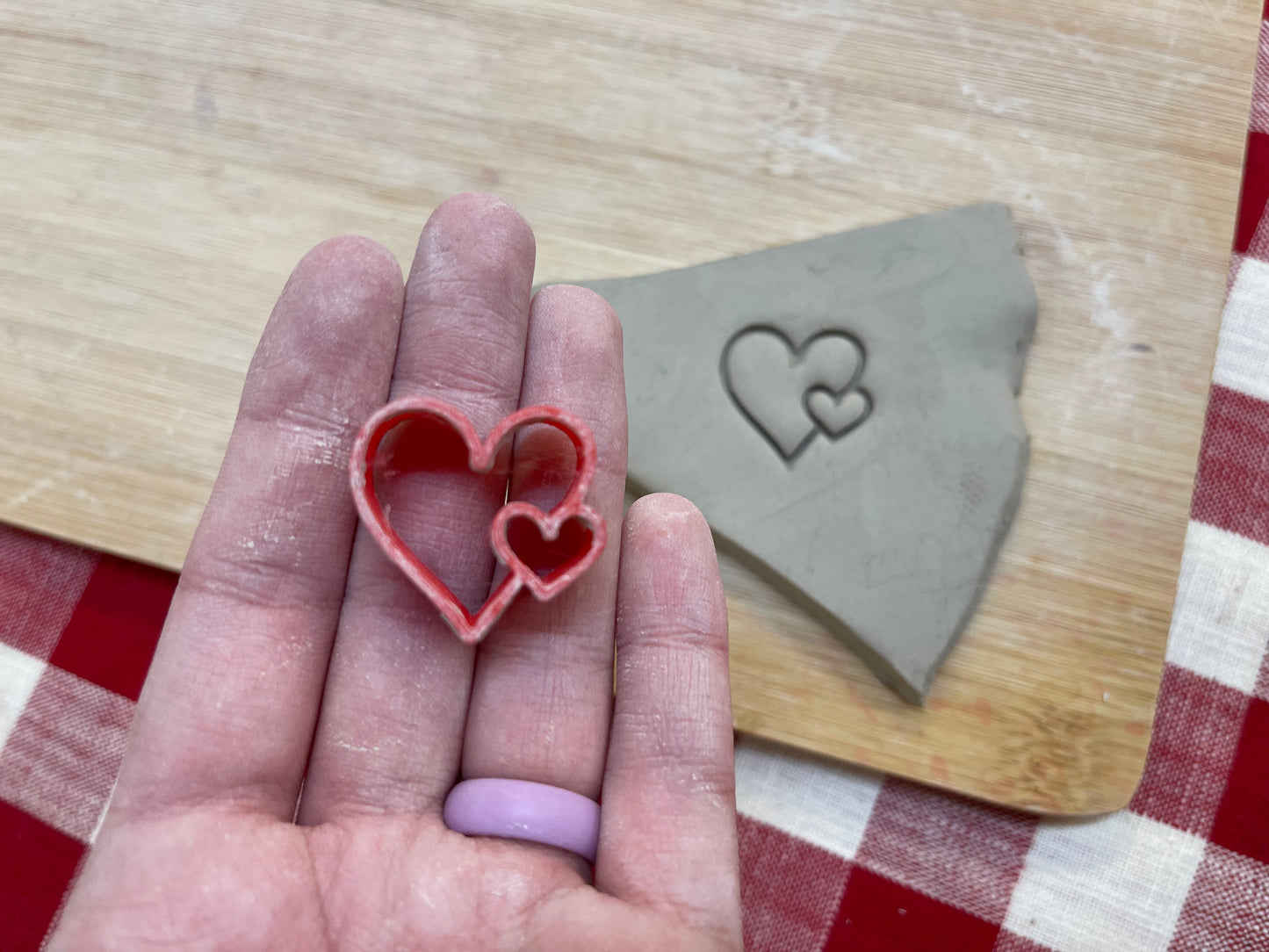Pottery Stamp, double Heart mini design, January 2021 stamp of the month