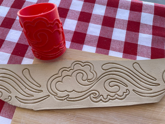 Wave Pottery Roller - March 2025 Earth Themed Mystery Box - Border Design, Repeating pattern, Plastic 3d printed