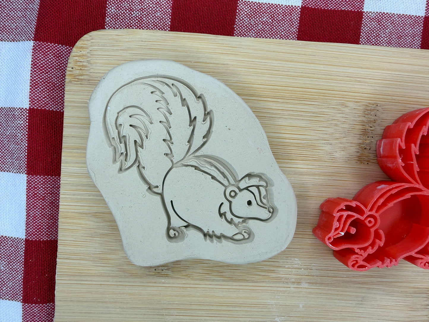 Skunk Pottery Stamp with optional cookie cutter - May 2026 - Animals That I Haven't Yet Made Themed Mystery Box, multiple sizes available