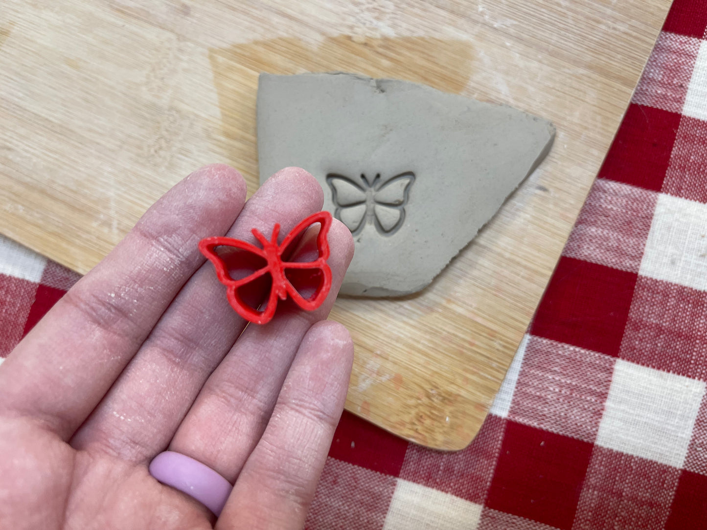Butterfly Mini Pottery Stamp - June 2022 Stamp of the Month, plastic 3D printed, multiple sizes