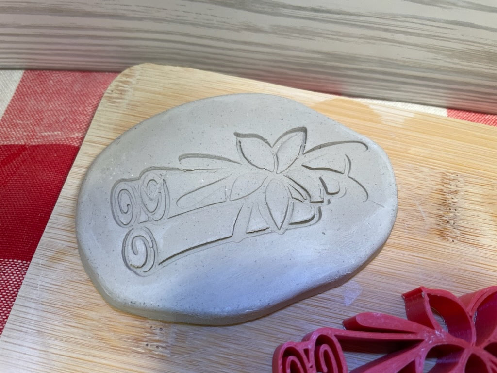 Cinnamon sticks and vanilla pottery stamp - December 2023 mystery box, plastic 3d printed, multiple sizes available