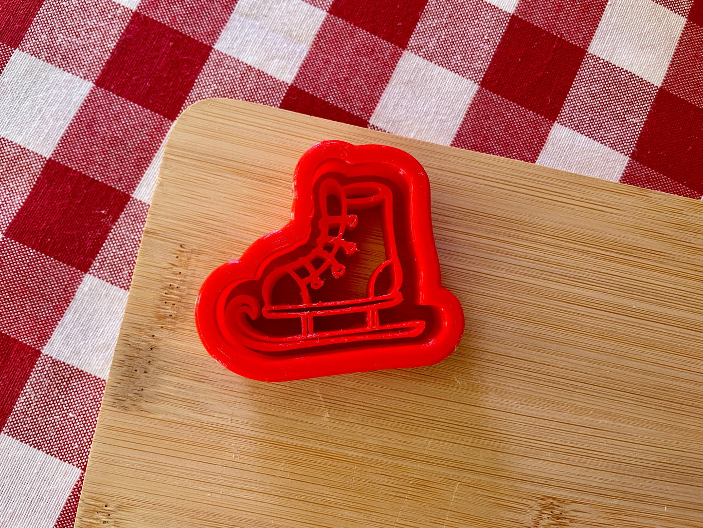 Ice Skate - Stamp with Optional Cookie Cutter - July 2025 - Christmas in July Themed Mystery Box, multiple sizes available