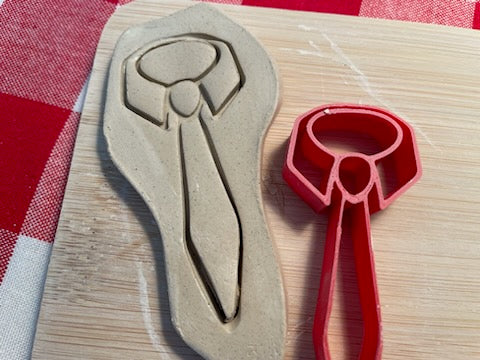Collar and Tie pottery stamp - from the February 2024 mystery box, multiple sizes available