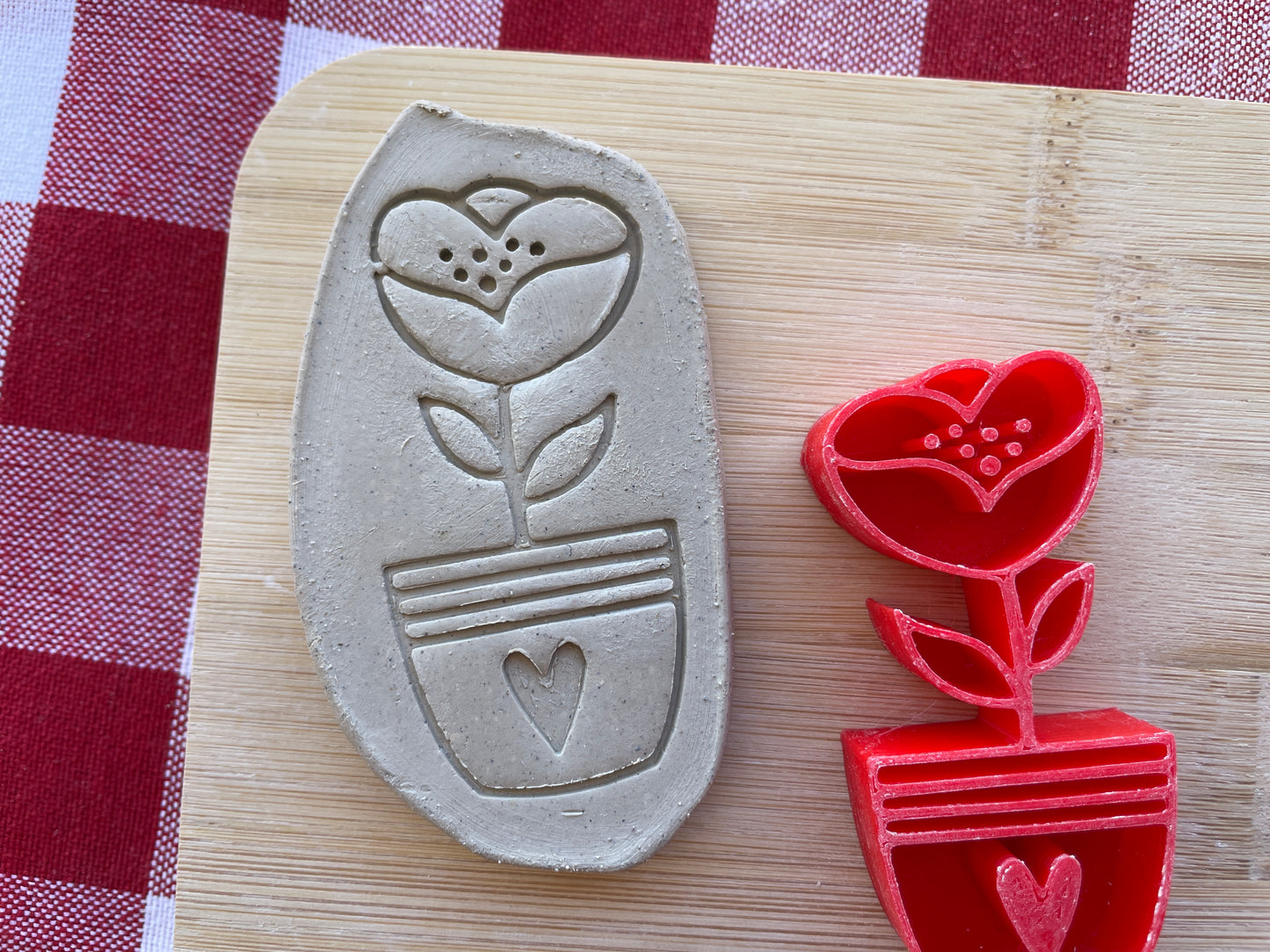 Flower Pot Pottery Stamp - Spring themed February 2025 Mystery Box, multiple sizes available