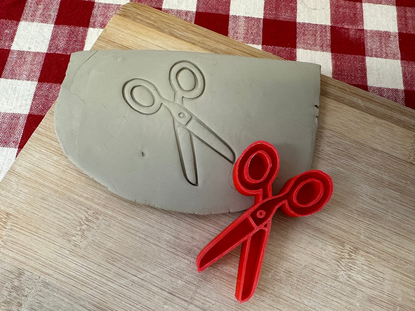 Scissors Pottery Stamp - plastic 3D printed, multiple sizes