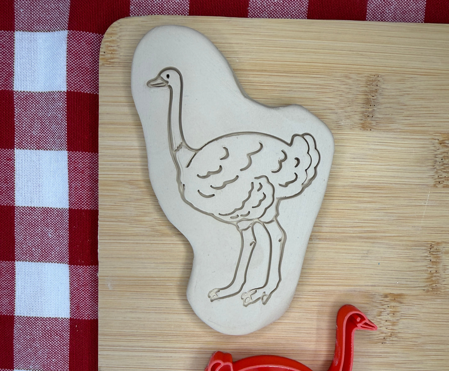 Ostrich Pottery Stamp with optional cookie cutter - May 2026 - Animals That I Haven't Yet Made Themed Mystery Box, multiple sizes available