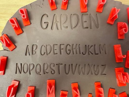 Alphabet Pottery Stamp Set - Garden Font, alphabet and/or numbers, matches Veggie stake words