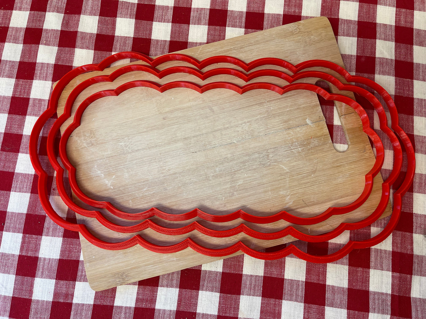 NEW sizes added - Loose Scalloped Rounded Rectangle, XL Clay Cutter - Plastic 3d printed, pottery tool, multiple sizes