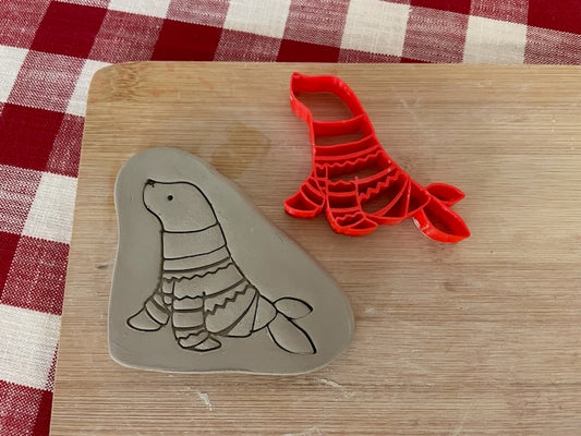 Pottery Stamp, Winter Seal with Sweater - September 2023 mystery box, multiple sizes available