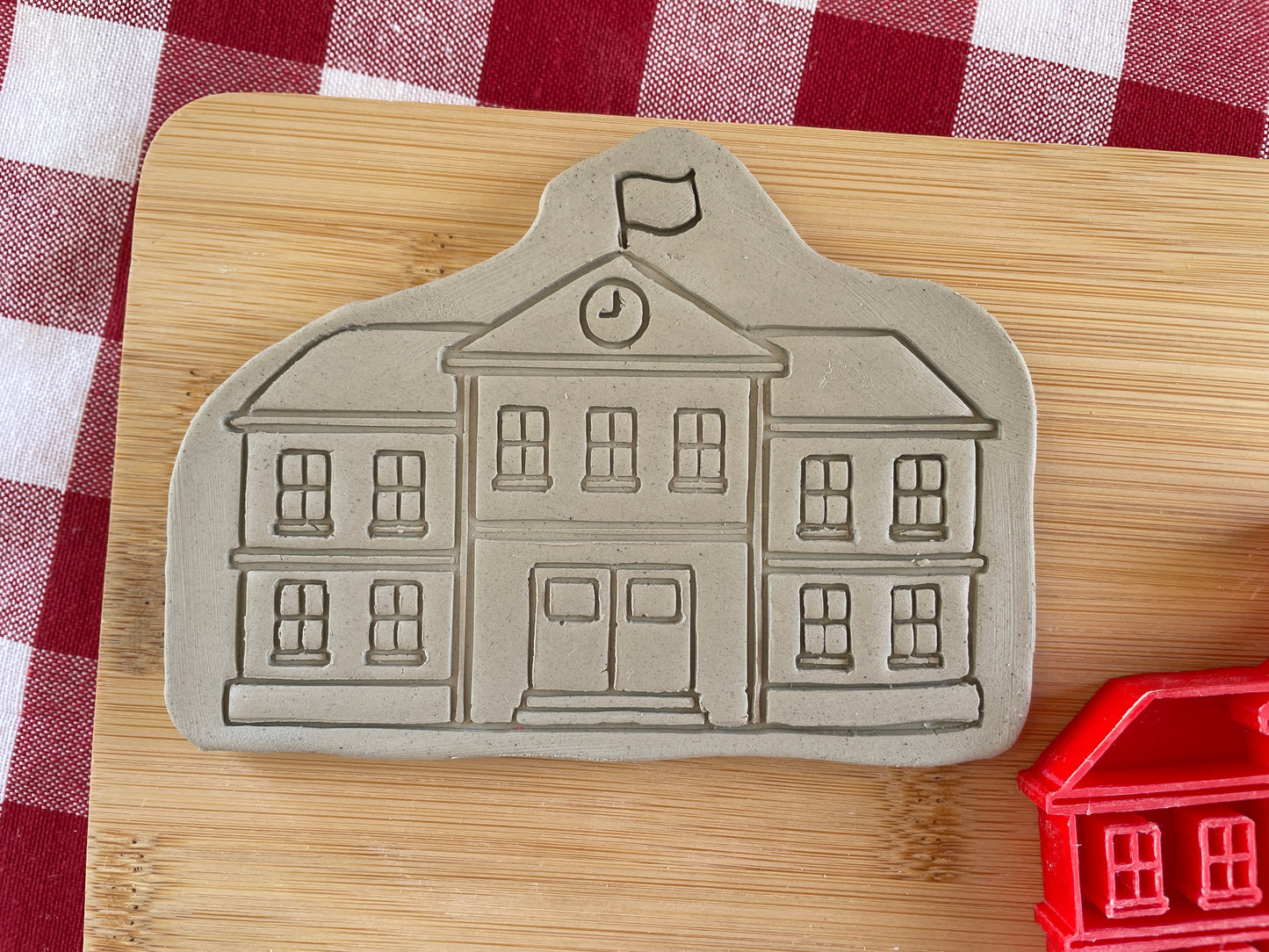 School Building Pottery Stamp - August 2025 - Back to School Themed Mystery Box, multiple sizes available