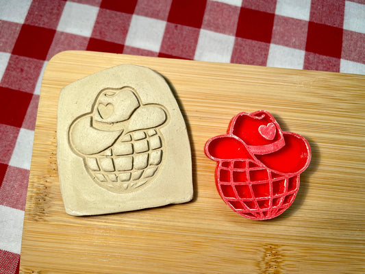 Cowboy Hat on Disco Ball Pottery Stamp - September 2025 - Country Western Themed Mystery Box, multiple sizes available