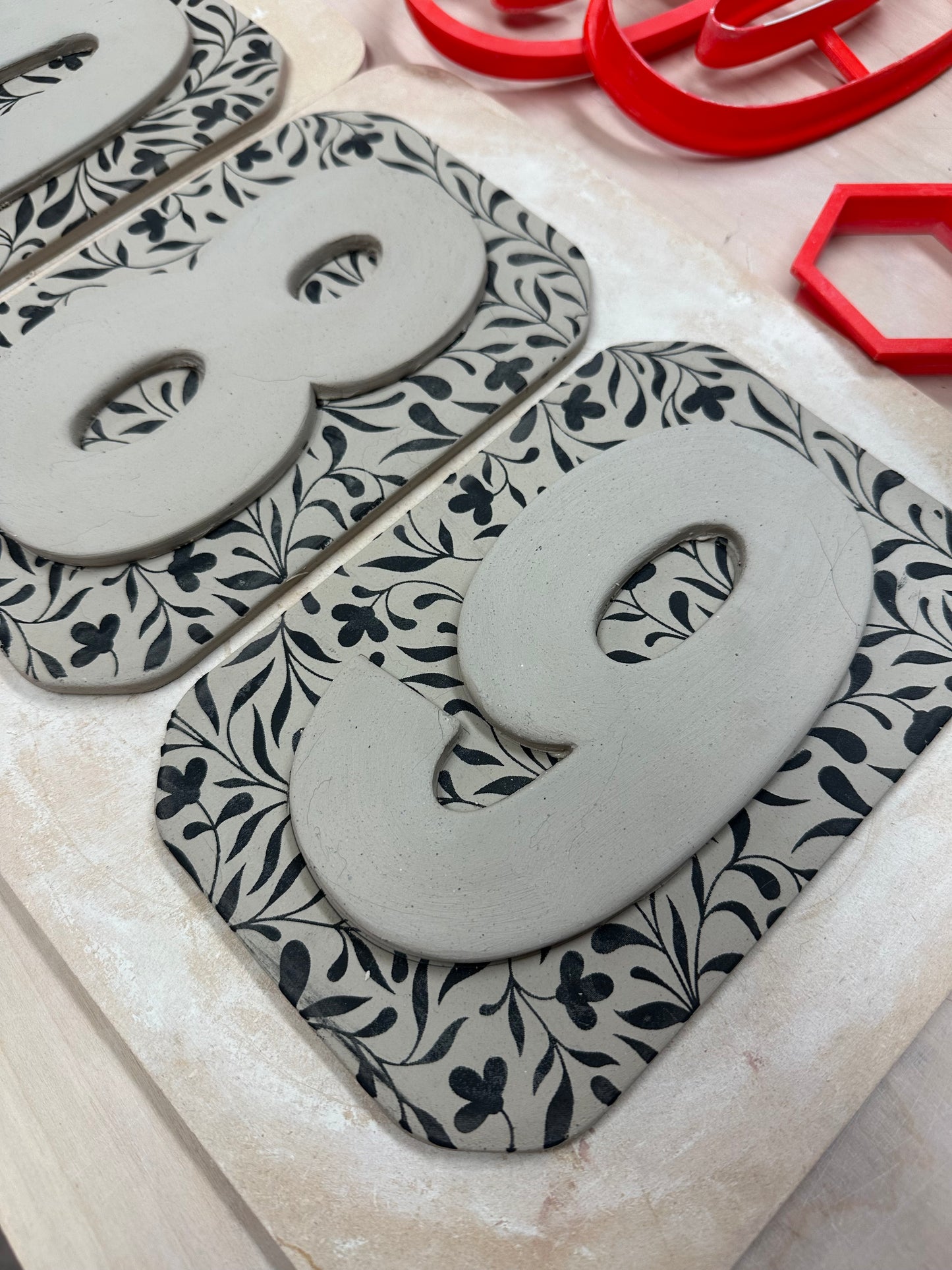 Numbers Design Clay Cutter - Plastic 3D printed, Pottery Tool, multiple sizes, each or set, House numbers