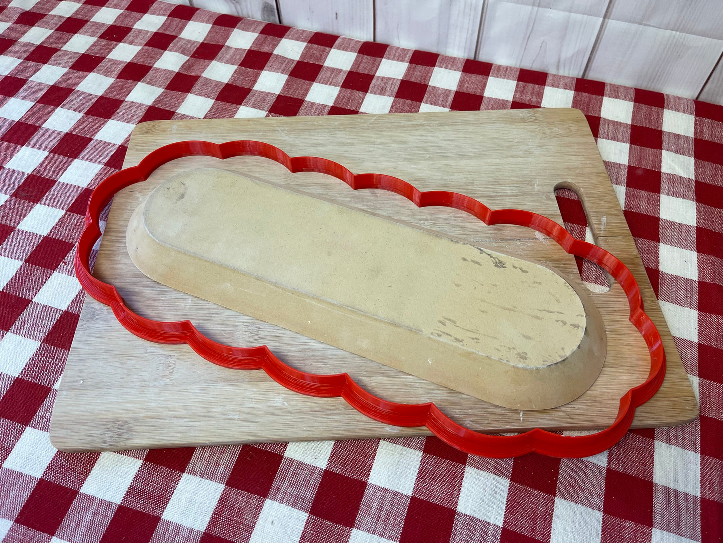 NEW sizes added - Loose Scalloped Rounded Rectangle, XL Clay Cutter - Plastic 3d printed, pottery tool, multiple sizes