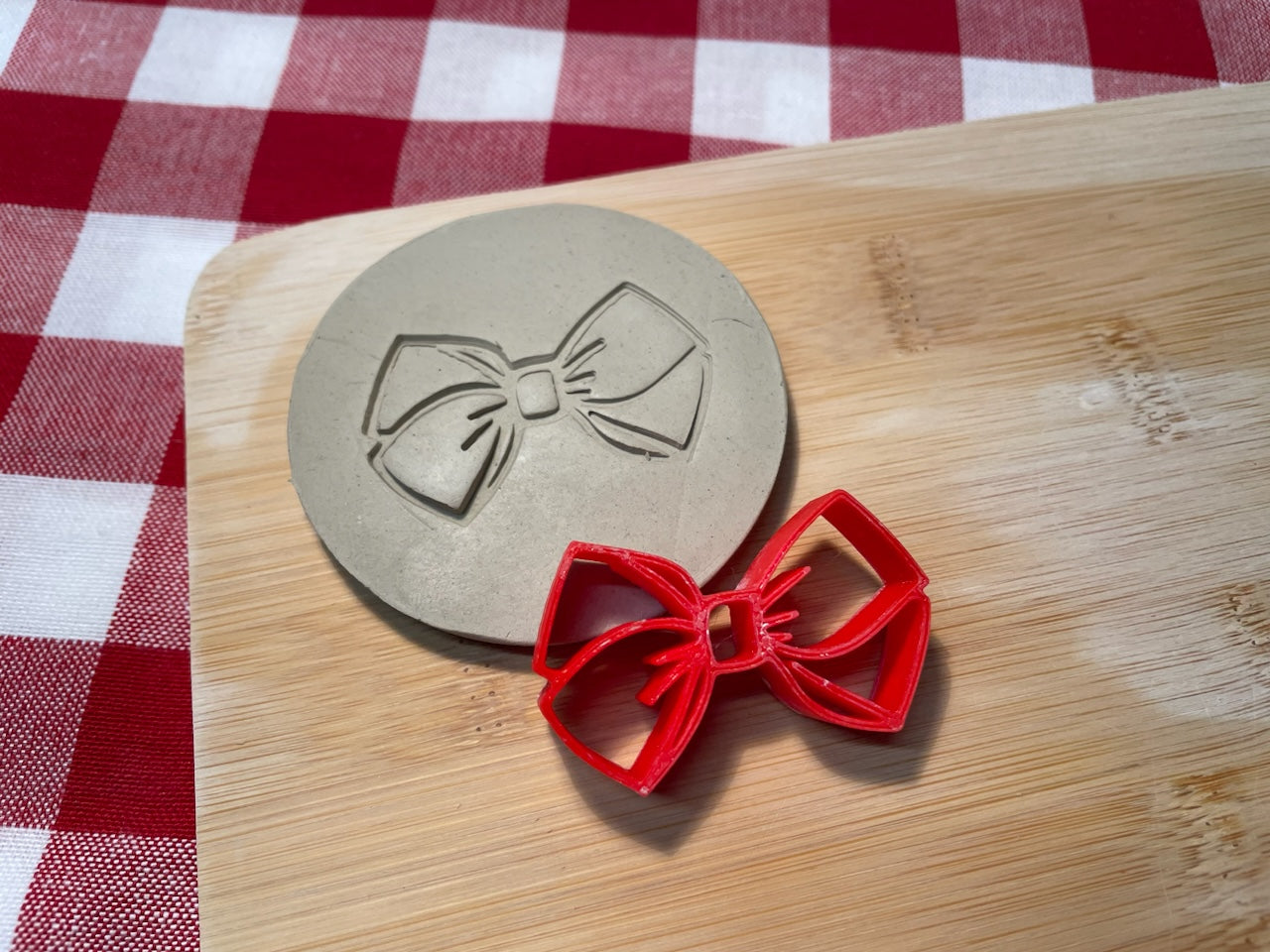 Bow pottery stamp, from the May 2024 Girls Themed mystery box - multiple sizes available, 3D printed
