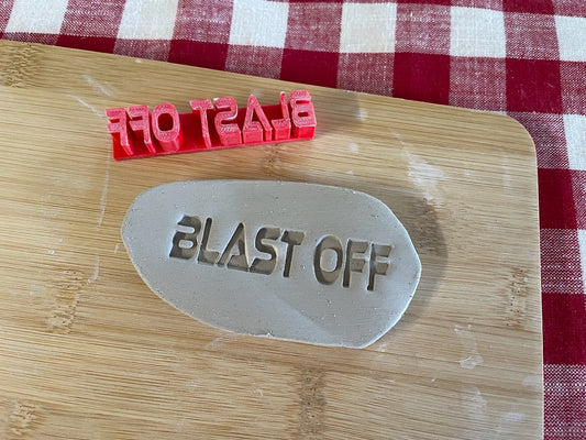 "Blast Off" word stamp - October 2023 mystery box, multiple sizes available