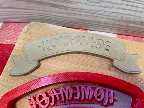 "Homemade" word stamp for handle - December 2023 mystery box, plastic 3d printed, multiple sizes available