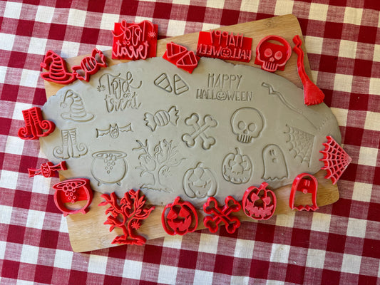 Pottery Stamp, Lot of Halloween doodles designs - multiple sizes
