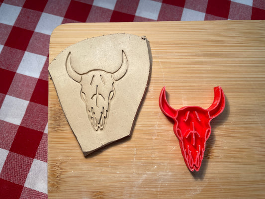 Cow Skull Pottery Stamp - September 2025 - Country Western Themed Mystery Box, multiple sizes available