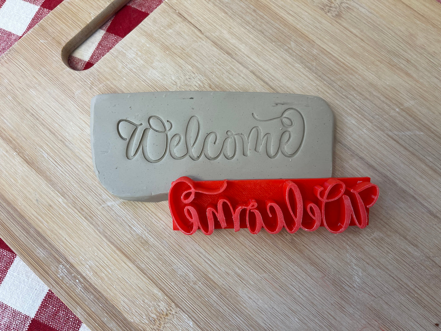 "Welcome" or "Welcome To Our Home" word stamp - Pottery Tool, plastic 3d printed, multiple sizes available