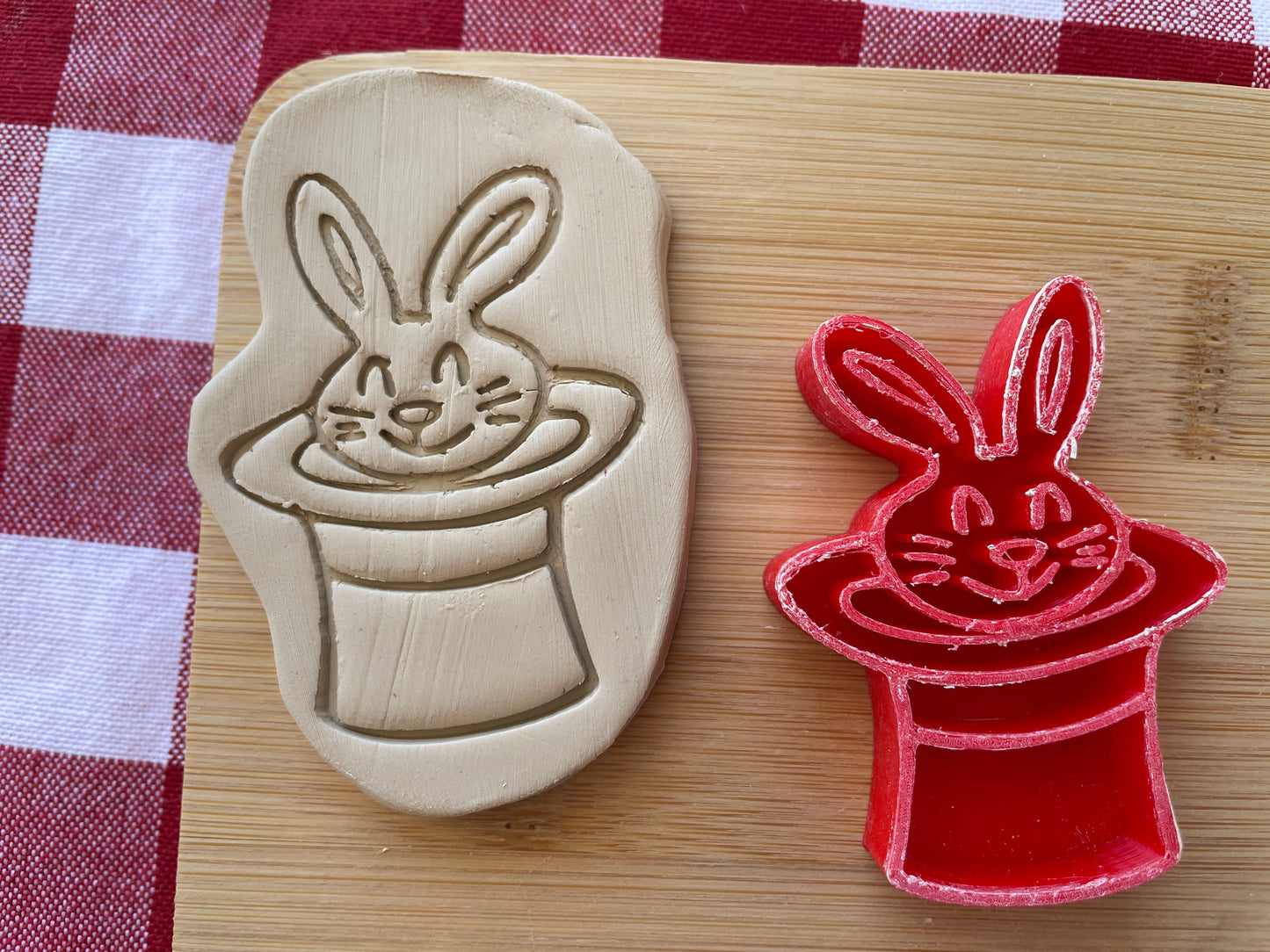Magic Rabbit in a hat - Pottery Stamp - June 2025 - Circus Themed Mystery Box, multiple sizes available