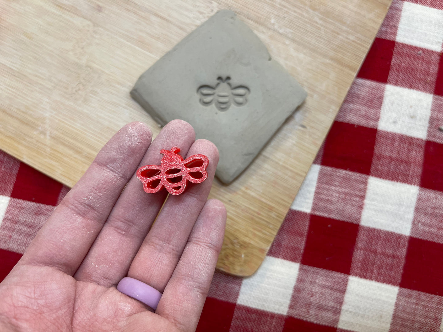 Bee Mini Pottery Stamp - April 2022 Stamp of the Month, plastic 3D printed, multiple sizes