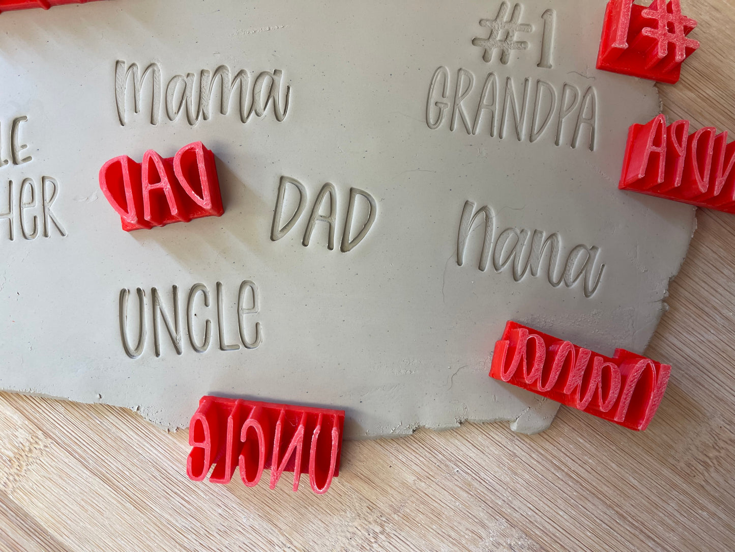 Family Word Stamps - Mother, Father, Sister, Brother, etc, 3D Printed, each
