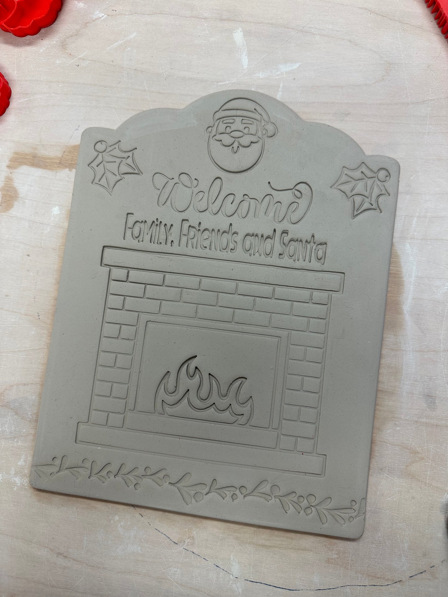 ( Welcome ) "Family, Friends and Santa" word stamp, Add on stamp for Welcome sign - Pottery Tool, plastic 3d printed, multiple sizes available