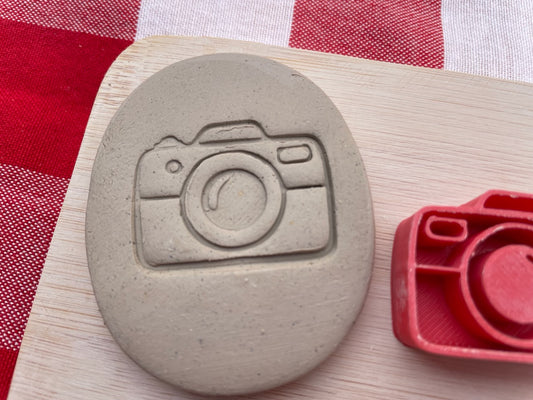 Camera pottery stamp, from the March 2024 Travel mystery box, multiple sizes available